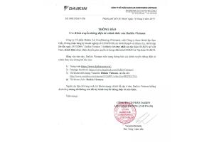 Thông báo kênh truyền thông điện tử chính thức của Daikin Vietnam