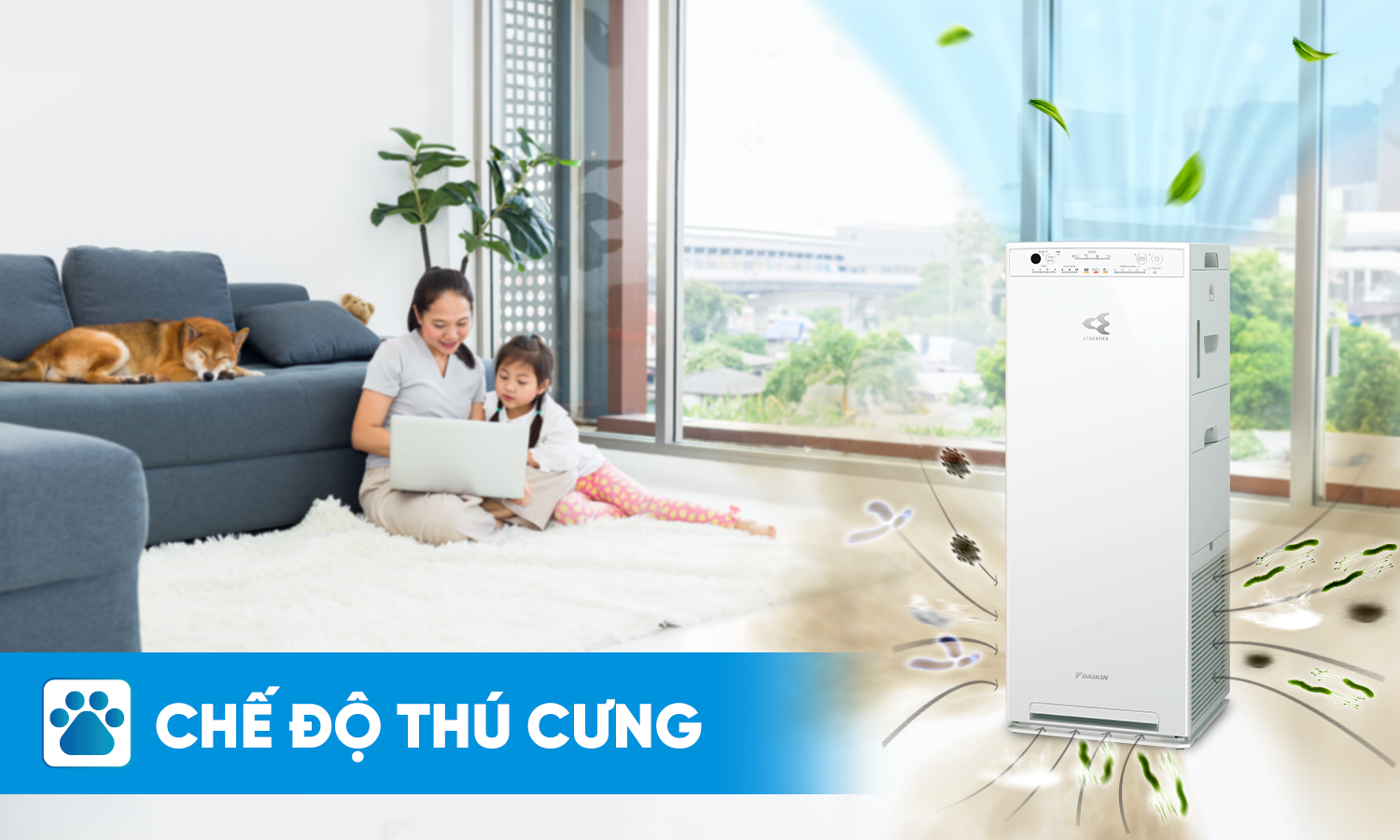 Chế độ th&uacute; cưng (Pet mode) tr&ecirc;n Daikin MCK555AVMVW(T)